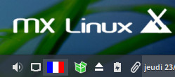 MX Linux les icônes système du tableau de bord.